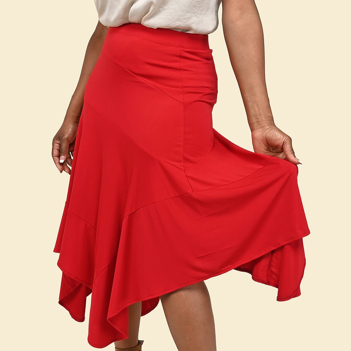 Tamsy Red Midi Skirt - 2X image number 3