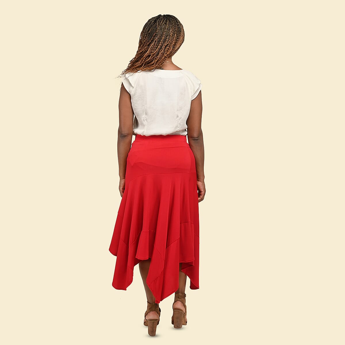Tamsy Red Midi Skirt - 3X image number 1