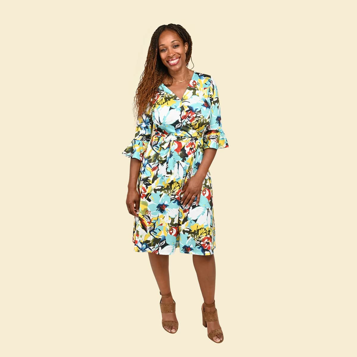 Tamsy Tropical Floral Wrap Dress - Large image number 0