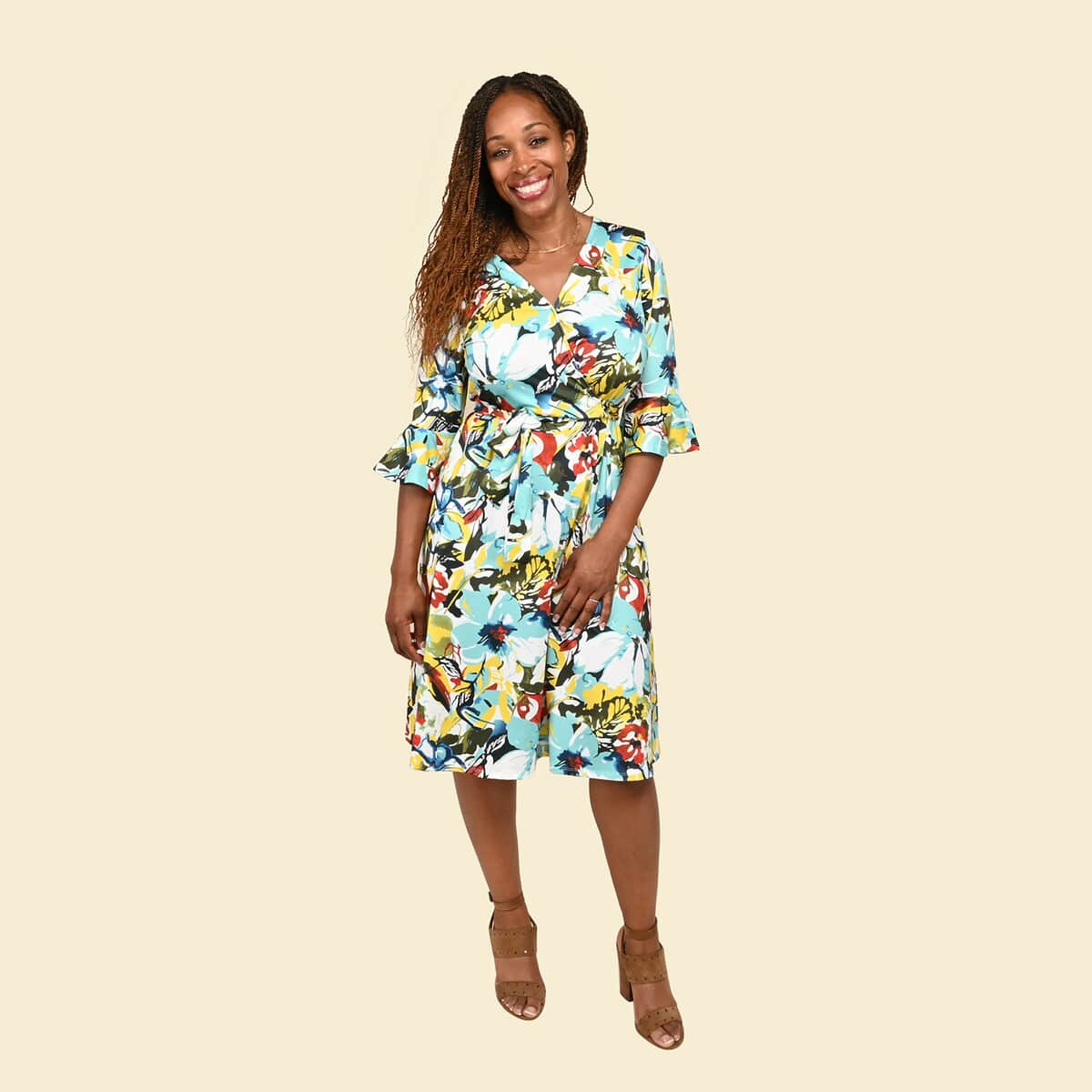 Tamsy Tropical Floral Wrap Dress - XL image number 0