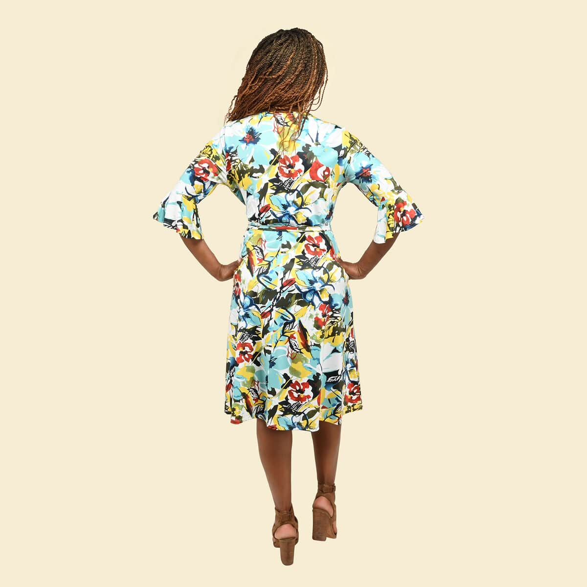 Tamsy Tropical Floral Wrap Dress - XL image number 1