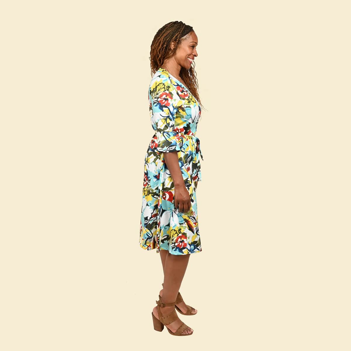 Tamsy Tropical Floral Wrap Dress - XL image number 2