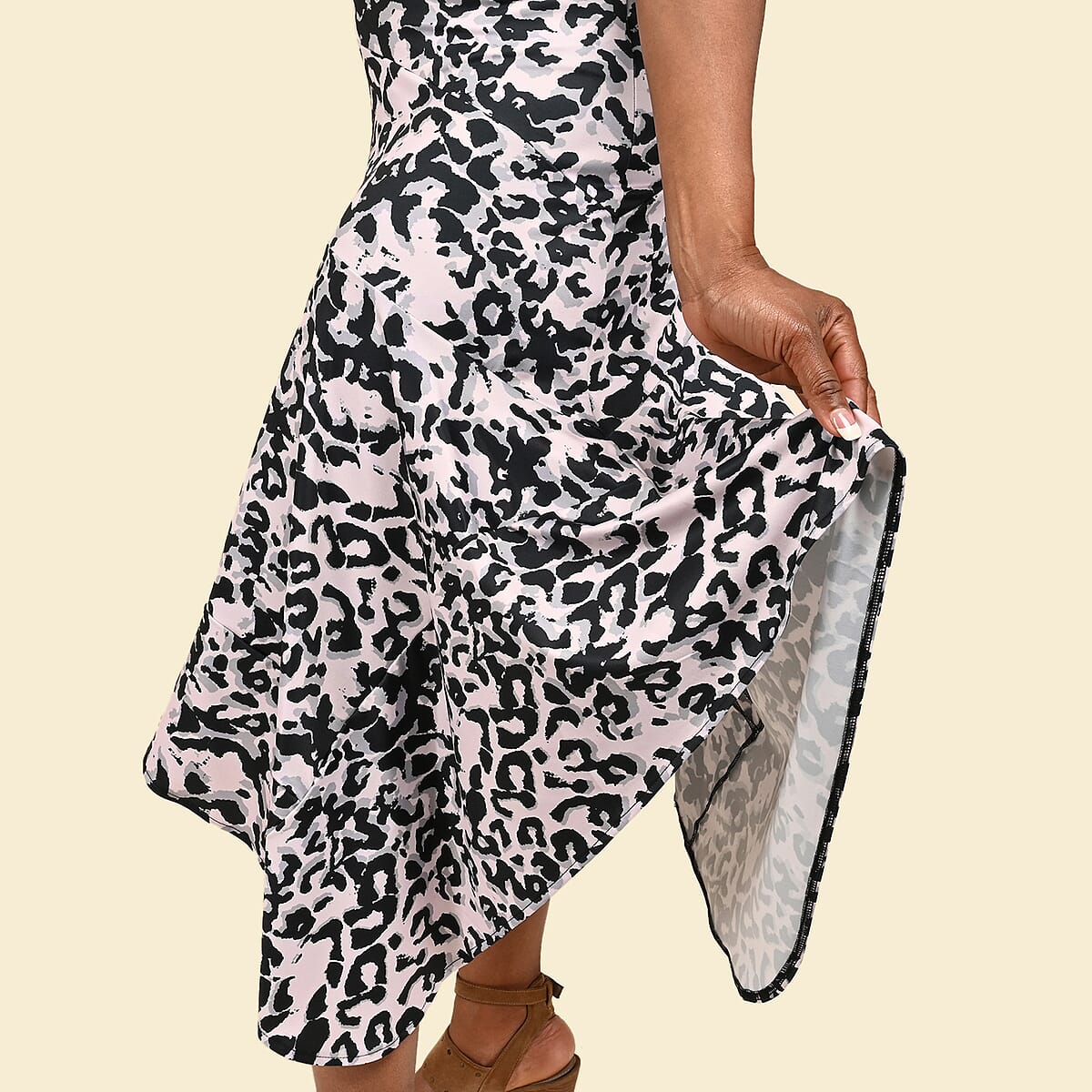Tamsy Pink and Black Leopard Midi Skirt - Medium image number 3