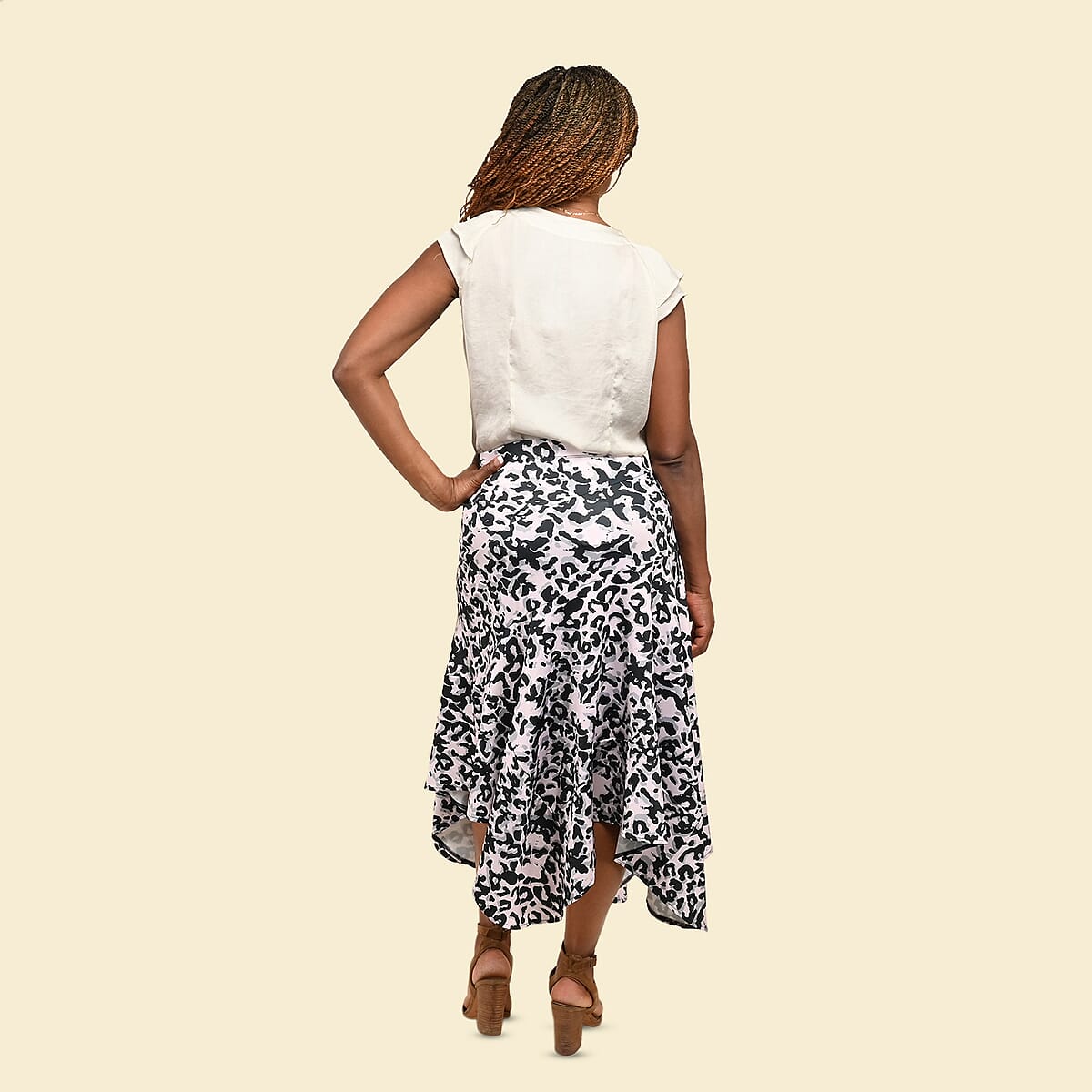 Tamsy Pink and Black Leopard Midi Skirt - 2X image number 1