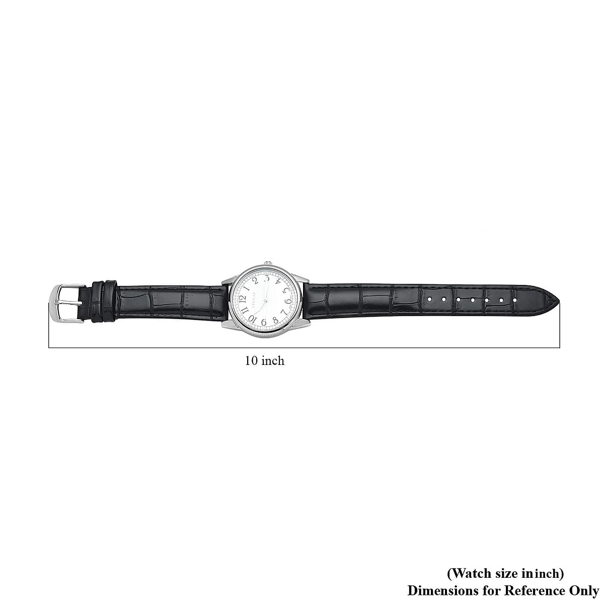 Strada Simulated Diamond Japanese Movement Watch with Black Faux Leather Strap (36mm) (7.75-9.00Inches) image number 5