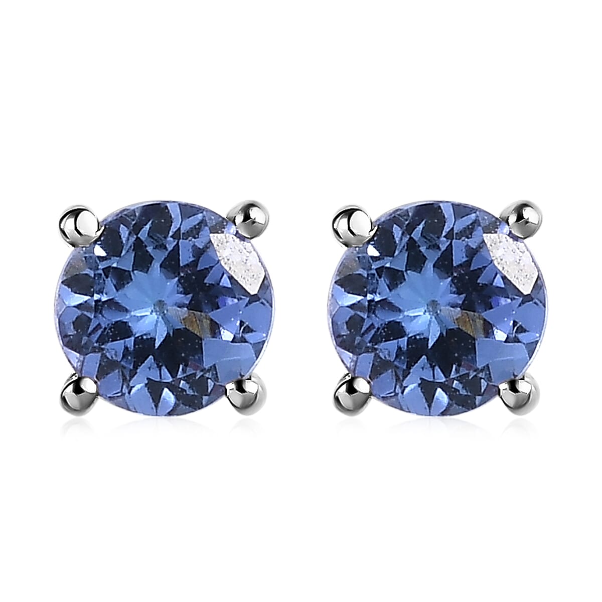 D'Joy Tanzanite Solitaire Stud Earrings in Platinum Over Sterling Silver 0.75 ctw image number 0