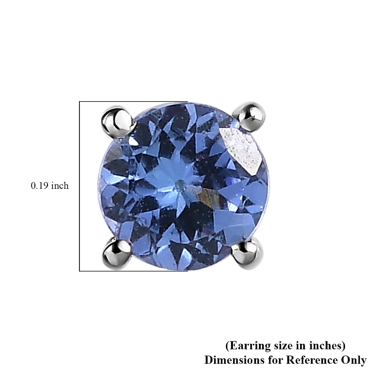 D'Joy Tanzanite Solitaire Stud Earrings in Platinum Over Sterling Silver 0.75 ctw