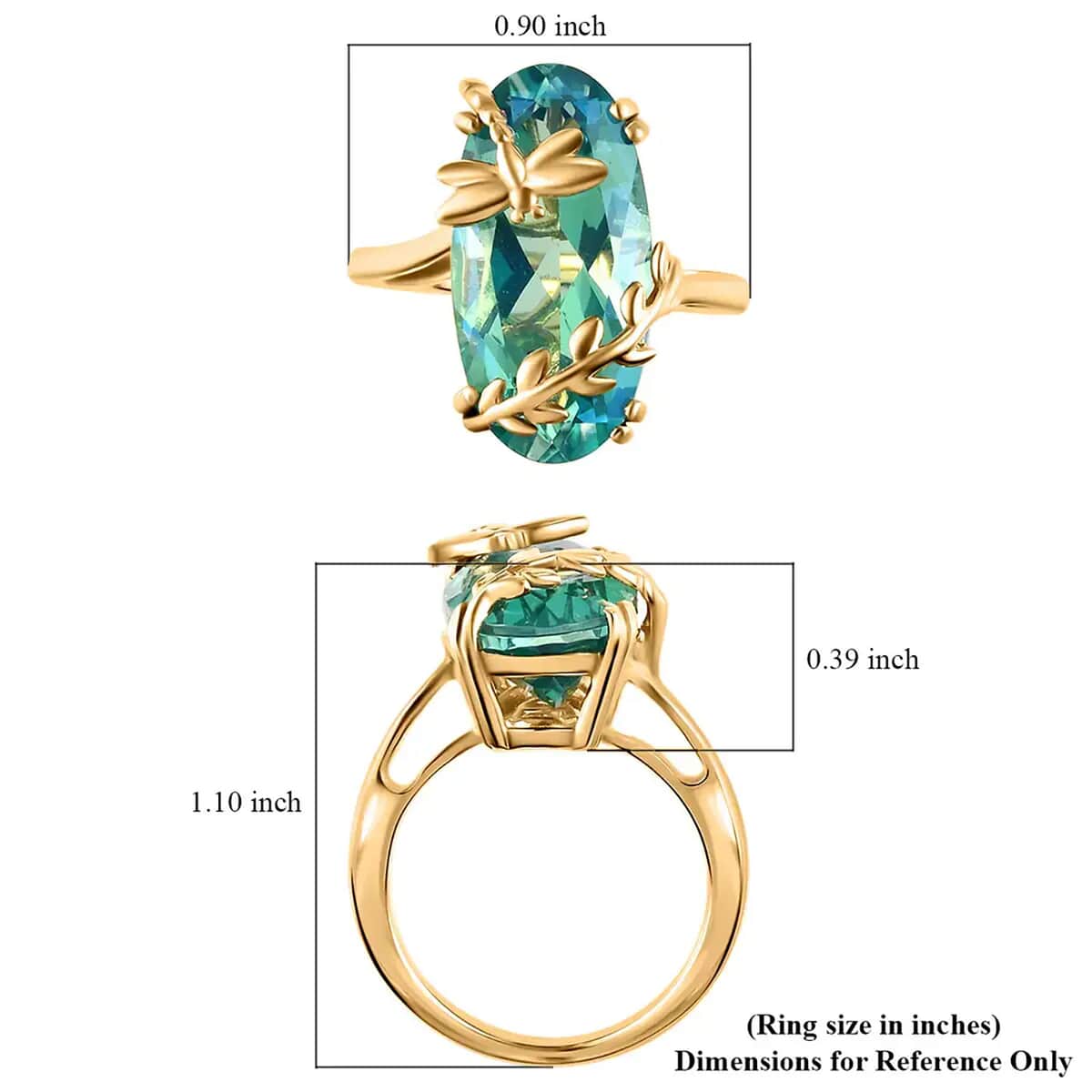 GP Italian Garden Collection Peacock Quartz Solitaire Ring in Vermeil YG Over Sterling Silver 8.75 ctw image number 6