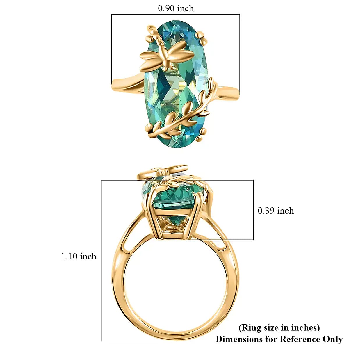 GP Trionfo Collection Peacock Quartz Dragonfly Ring , Peacock Quartz Ring ,Vermeil Yellow Gold Over Sterling Silver Ring 8.75 ctw (Size 8) image number 6