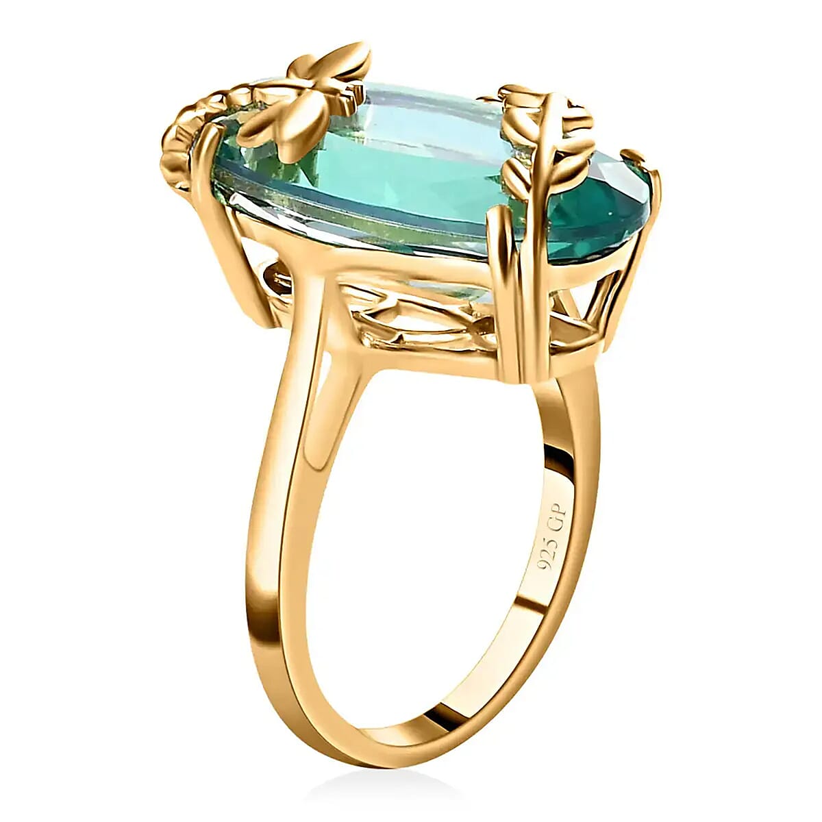 GP Trionfo Collection Peacock Quartz Dragonfly Ring , Peacock Quartz Ring ,Vermeil Yellow Gold Over Sterling Silver Ring 8.75 ctw (Size 8) image number 8
