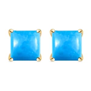 Luxoro 10K Yellow Gold Premium Sleeping Beauty Turquoise Stud Earrings, Solitaire Earrings Gold, Gold Wedding Jewelry 1.25 ctw
