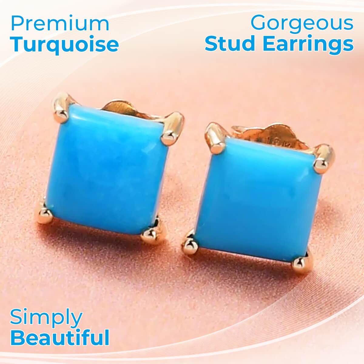 LUXORO 10K Yellow Gold Premium AMERICAN Natural Sleeping Beauty Turquoise Solitaire Stud Earrings 0.85 ctw image number 1