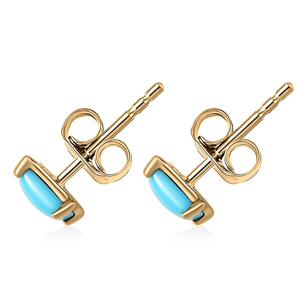 Luxoro 10K Yellow Gold Premium Sleeping Beauty Turquoise Stud Earrings, Solitaire Earrings Gold, Gold Wedding Jewelry 1.00 ctw