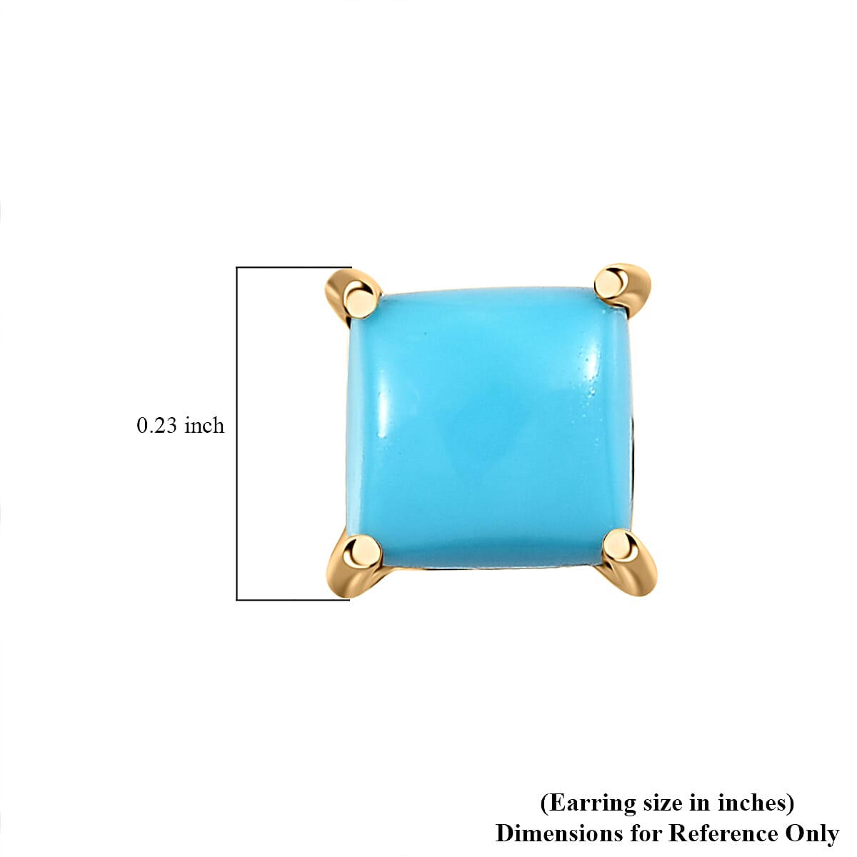Luxoro 10K Yellow Gold Premium Sleeping Beauty Turquoise Stud Earrings, Solitaire Earrings Gold, Gold Wedding Jewelry 1.00 ctw