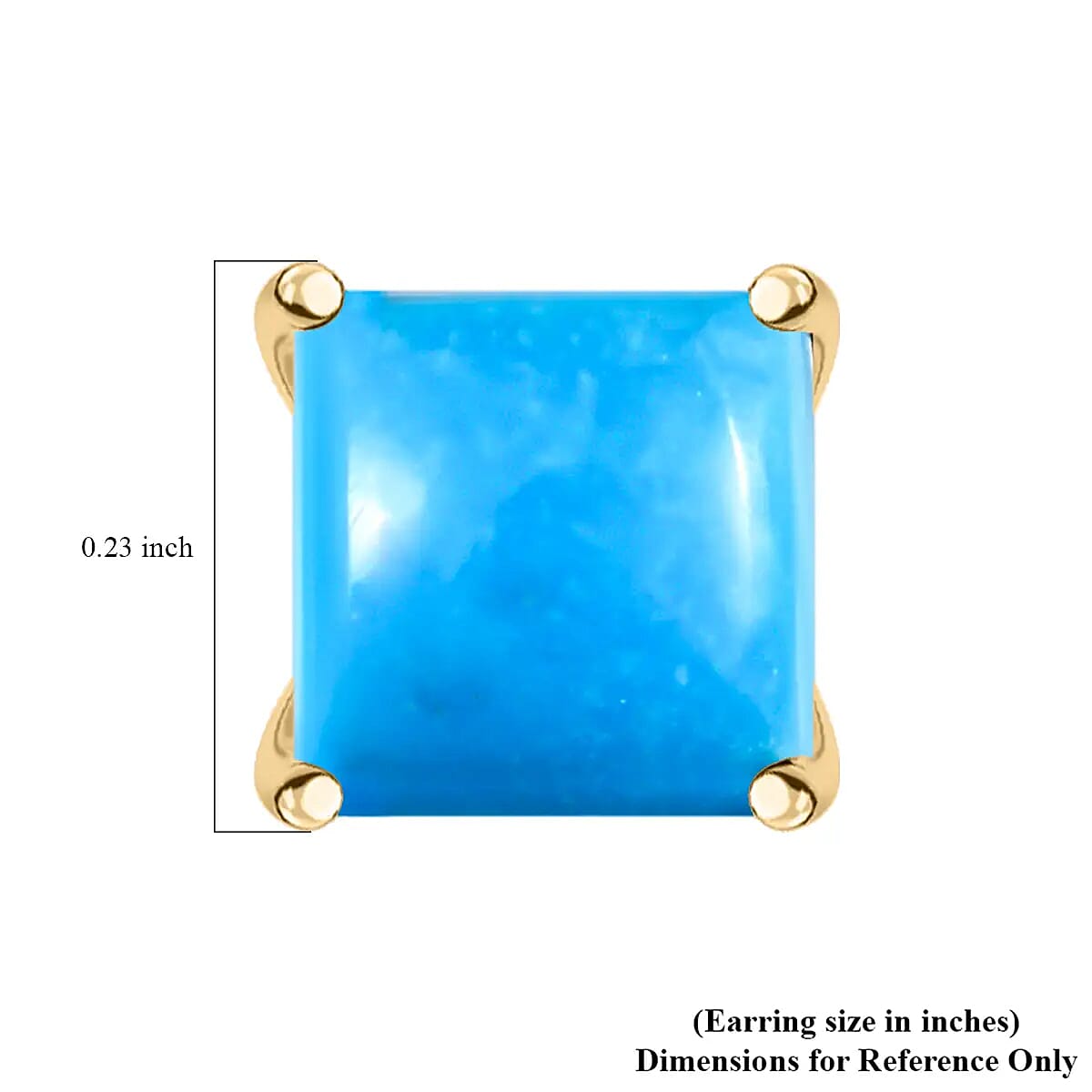 Luxoro 10K Yellow Gold Premium Sleeping Beauty Turquoise Stud Earrings, Solitaire Earrings Gold, Gold Wedding Jewelry 1.00 ctw