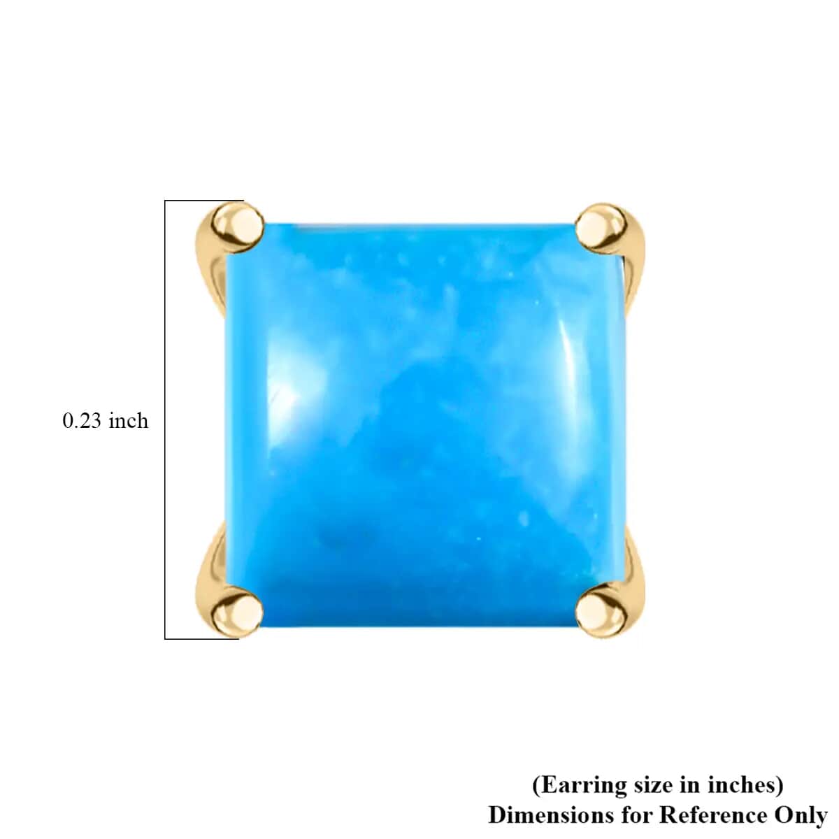 LUXORO 10K Yellow Gold Premium AMERICAN Natural Sleeping Beauty Turquoise Solitaire Stud Earrings 0.85 ctw image number 6