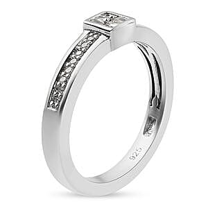 White Diamond 0.15 ctw Ring in Platinum Over Sterling Silver (Size 10)