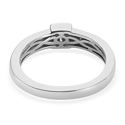 White Diamond 0.15 ctw Ring in Platinum Over Sterling Silver (Size 10)