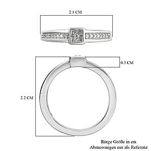 White Diamond 0.15 ctw Ring in Platinum Over Sterling Silver (Size 10)