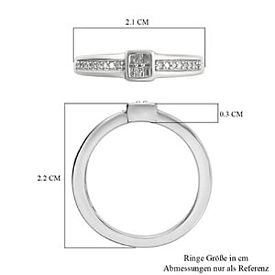 White Diamond 0.15 ctw Ring in Platinum Over Sterling Silver (Size 10)