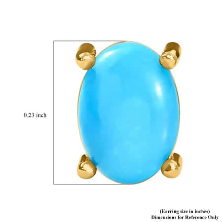 Luxoro 10K Yellow Gold Premium Sleeping Beauty Turquoise Earrings, Gold Solitaire Earrings, Turquoise Studs, Anniversary Gifts For Her 0.90 ctw image number 6