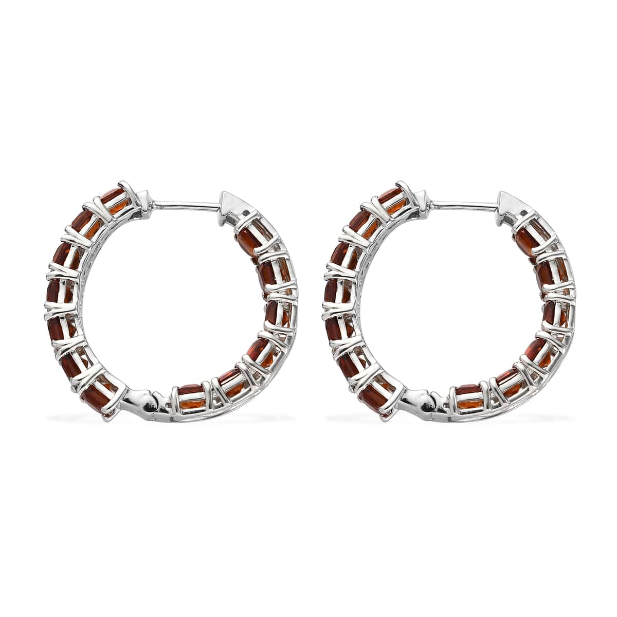 Brazilian Cherry Citrine Hoop Earrings in Platinum Over Sterling Silver 8.00 ctw image number 3