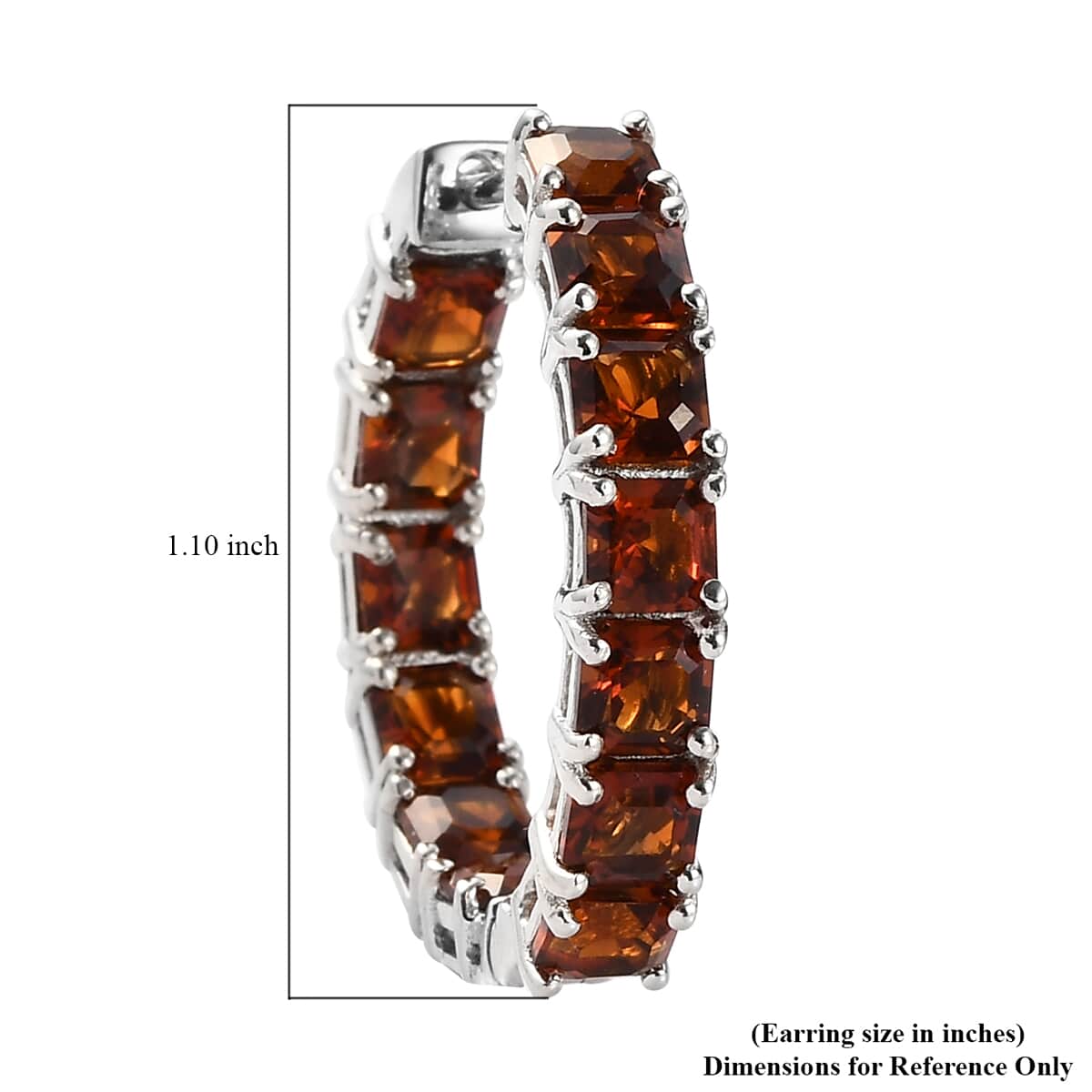 Brazilian Cherry Citrine Hoop Earrings in Platinum Over Sterling Silver 8.00 ctw image number 4