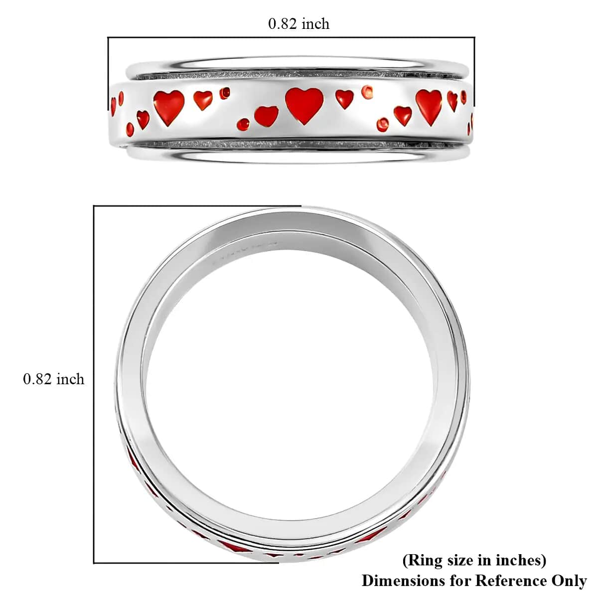 925 Sterling Silver Fidget Ring Spinner Ring Heart Anxiety Ring for Women Enameled Jewelry Birthday Gifts image number 6