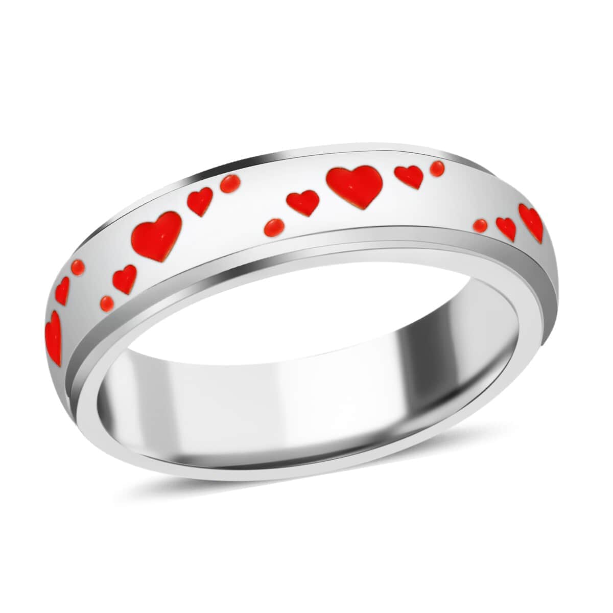 925 Sterling Silver Fidget Ring Spinner Ring Heart Anxiety Ring for Women Enameled Jewelry Birthday Gifts image number 0
