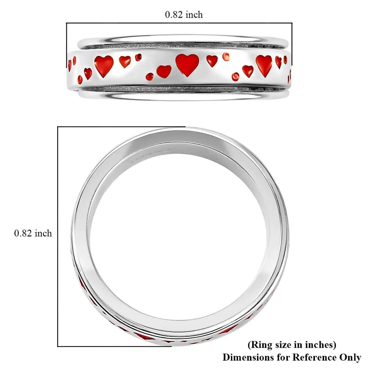 925 Sterling Silver Fidget Ring Spinner Ring Heart Anxiety Ring for Women Enameled Jewelry Birthday Gifts image number 7