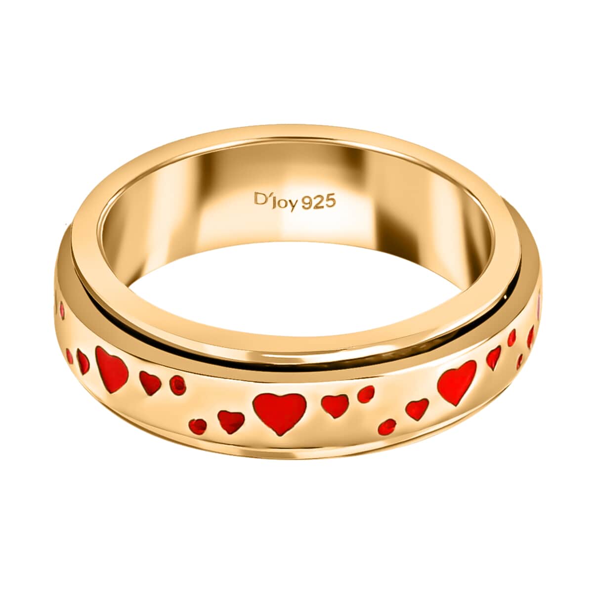 925 Sterling Silver Fidget Ring Spinner Ring Heart Anxiety Ring for Women Vermeil Yellow Gold Jewelry Birthday Gifts image number 7