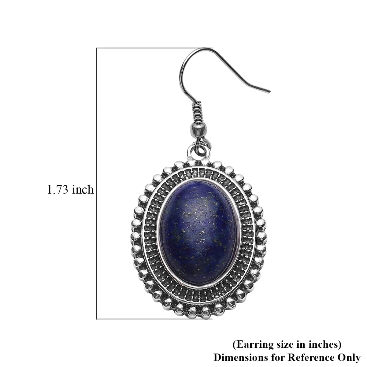 Lapis Lazuli Dangle Earrings in Silvertone & Stainless Steel 23.50 ctw image number 4