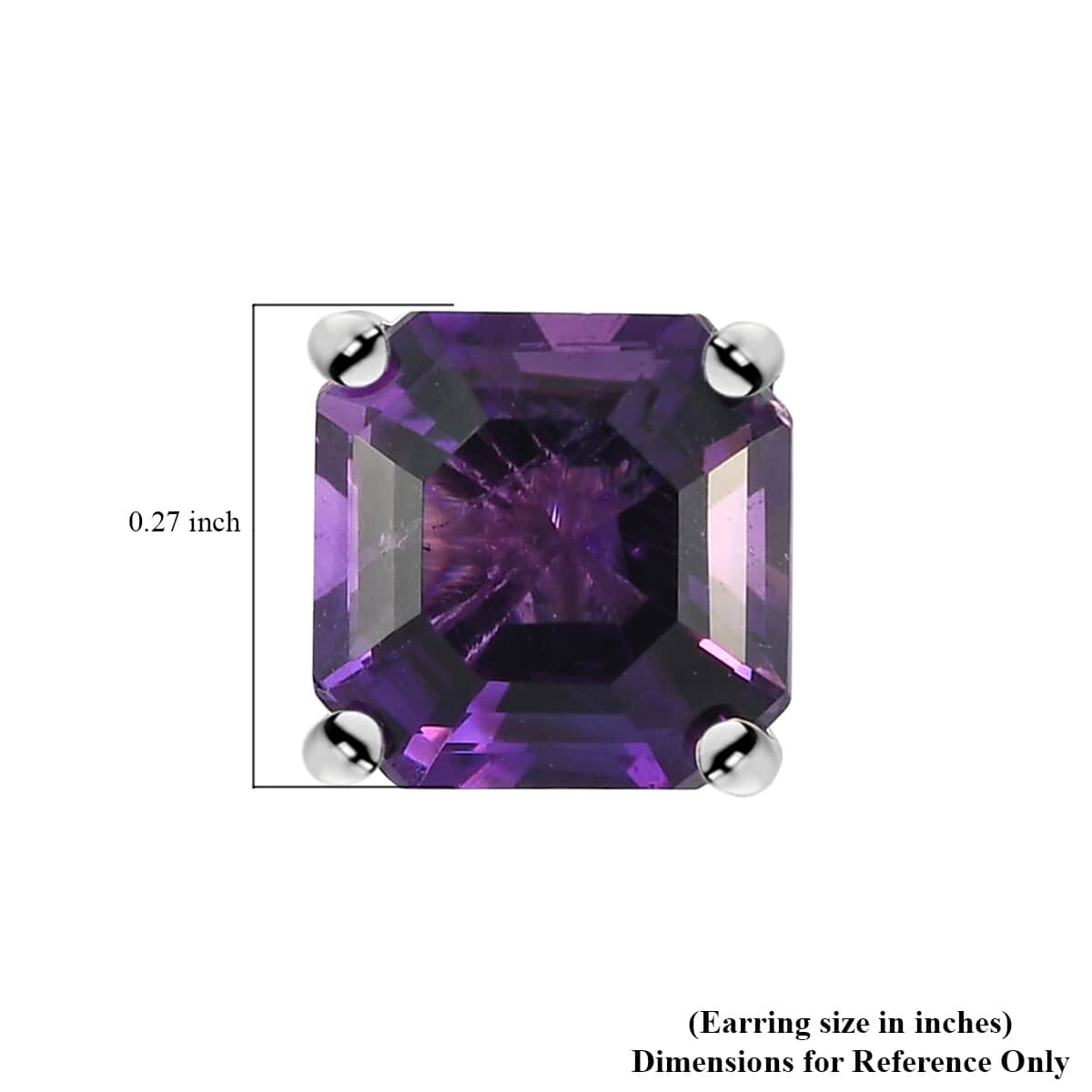 LUXORO 10K White Gold Asscher Cut AAA Lusaka Amethyst Solitaire Stud Earrings 3.15 ctw image number 4