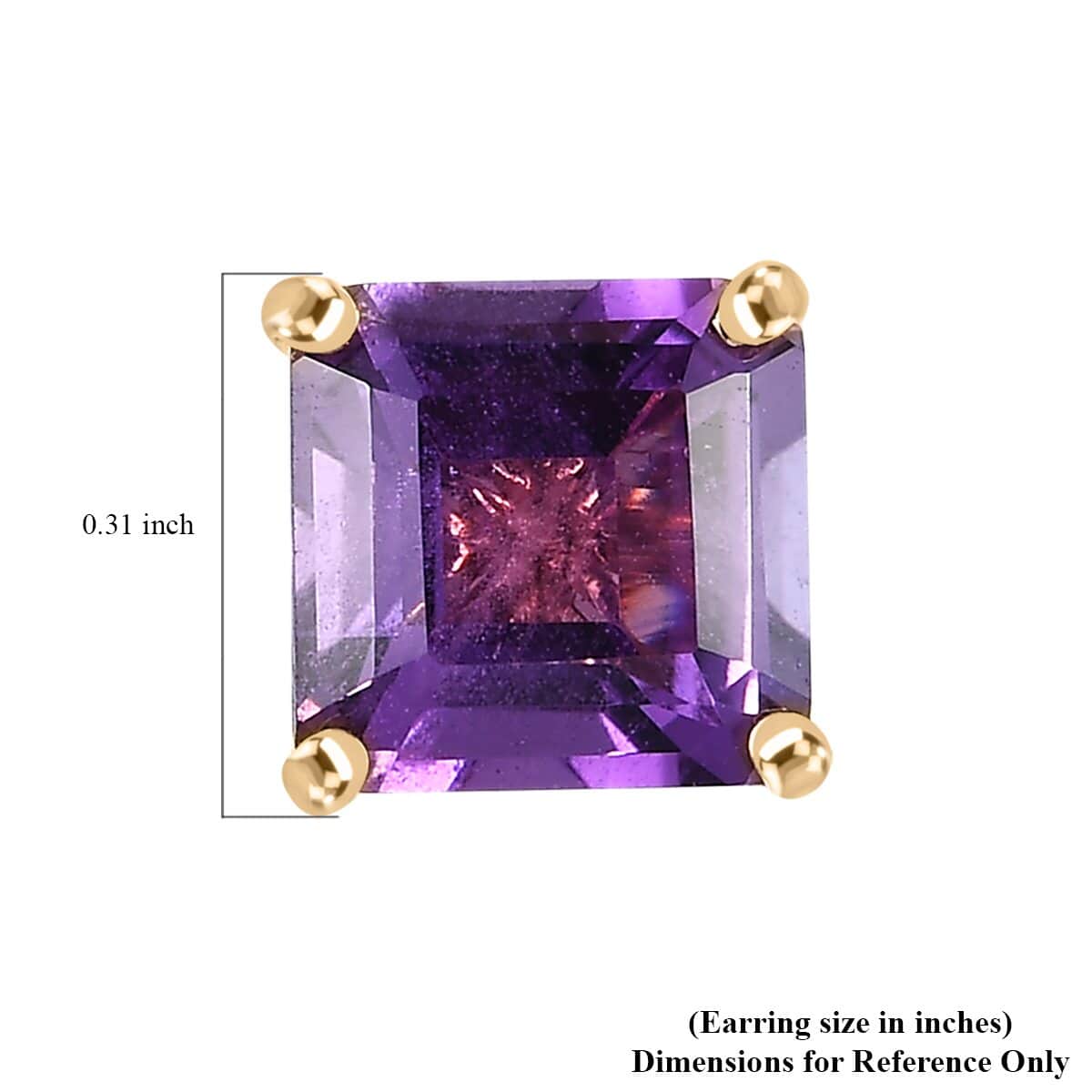 Luxoro 10K Rose Gold Asscher Cut AAA Lusaka Amethyst Solitaire Stud Earrings 3.50 ctw image number 4