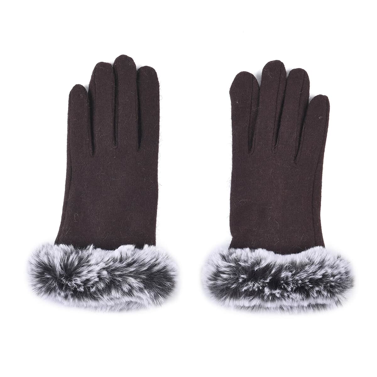 Black Faux Fur Softness and Warmness Gloves (9.05"x3.54") image number 1