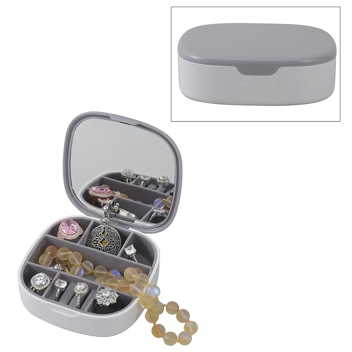 Gray Jewelry Organizer with Mirror image number 0