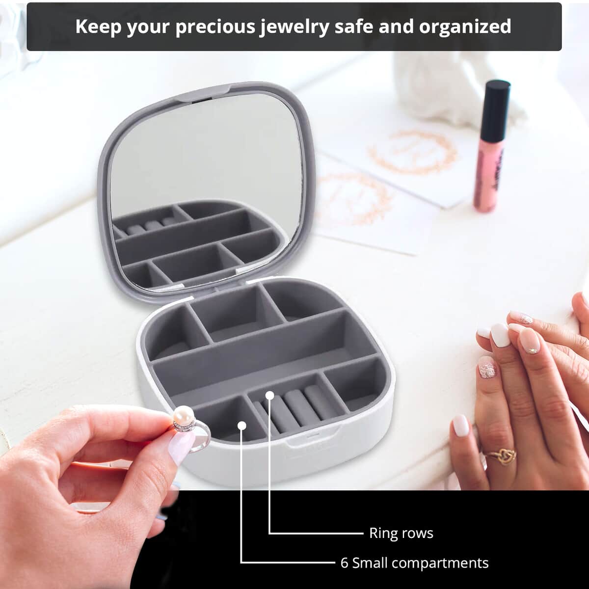 Gray Jewelry Organizer with Mirror image number 2