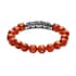 Feng Shui Mantra Red Agate Carved Beaded Stretch Bracelet in Silvertone 108.90 ctw image number 3