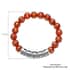 Feng Shui Mantra Red Agate Carved Beaded Stretch Bracelet in Silvertone 108.90 ctw image number 4