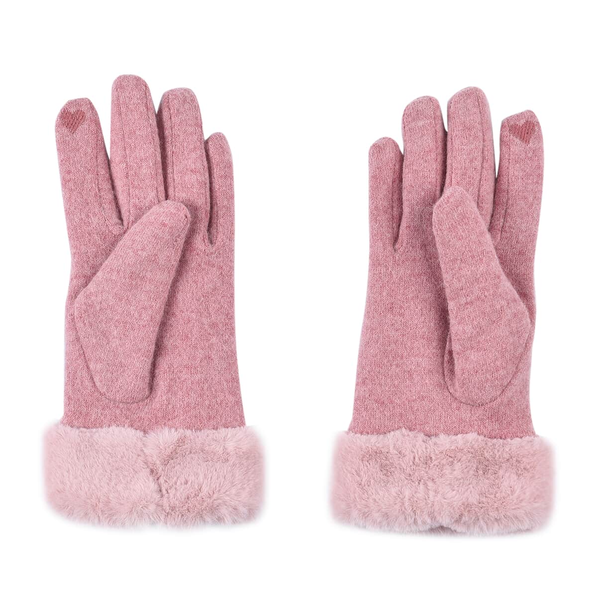 Pink Cashmere Wool Faux Fur Softness and Warmness Gloves image number 0