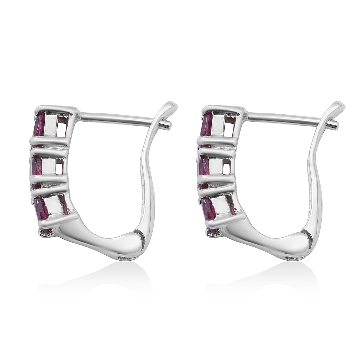 Orissa Rhodolite Garnet Earrings in Platinum Over Sterling Silver 1.50 ctw