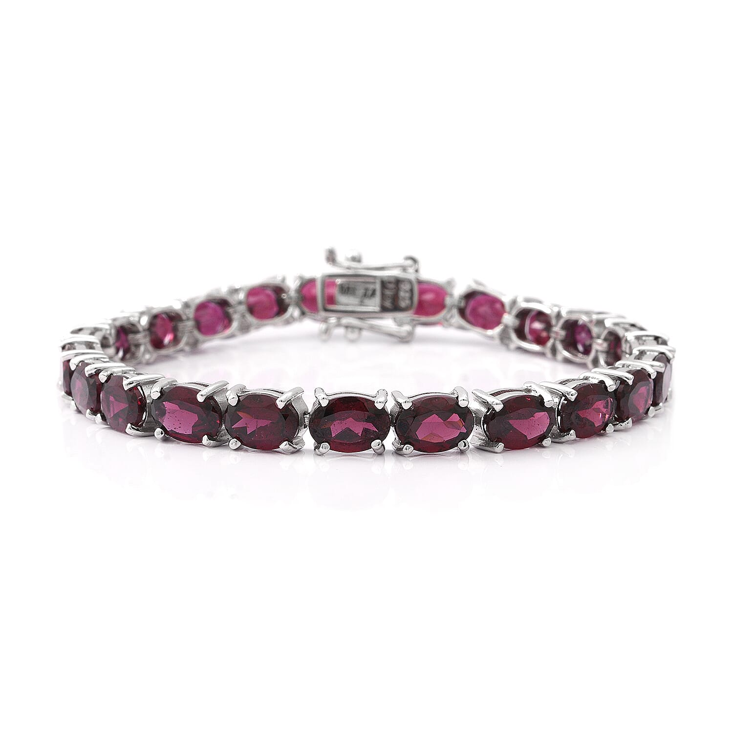 Orissa Rhodolite Garnet Tennis Bracelet in Platinum Over Sterling Silver (6.50 In) 8.60 Grams 22.00 ctw