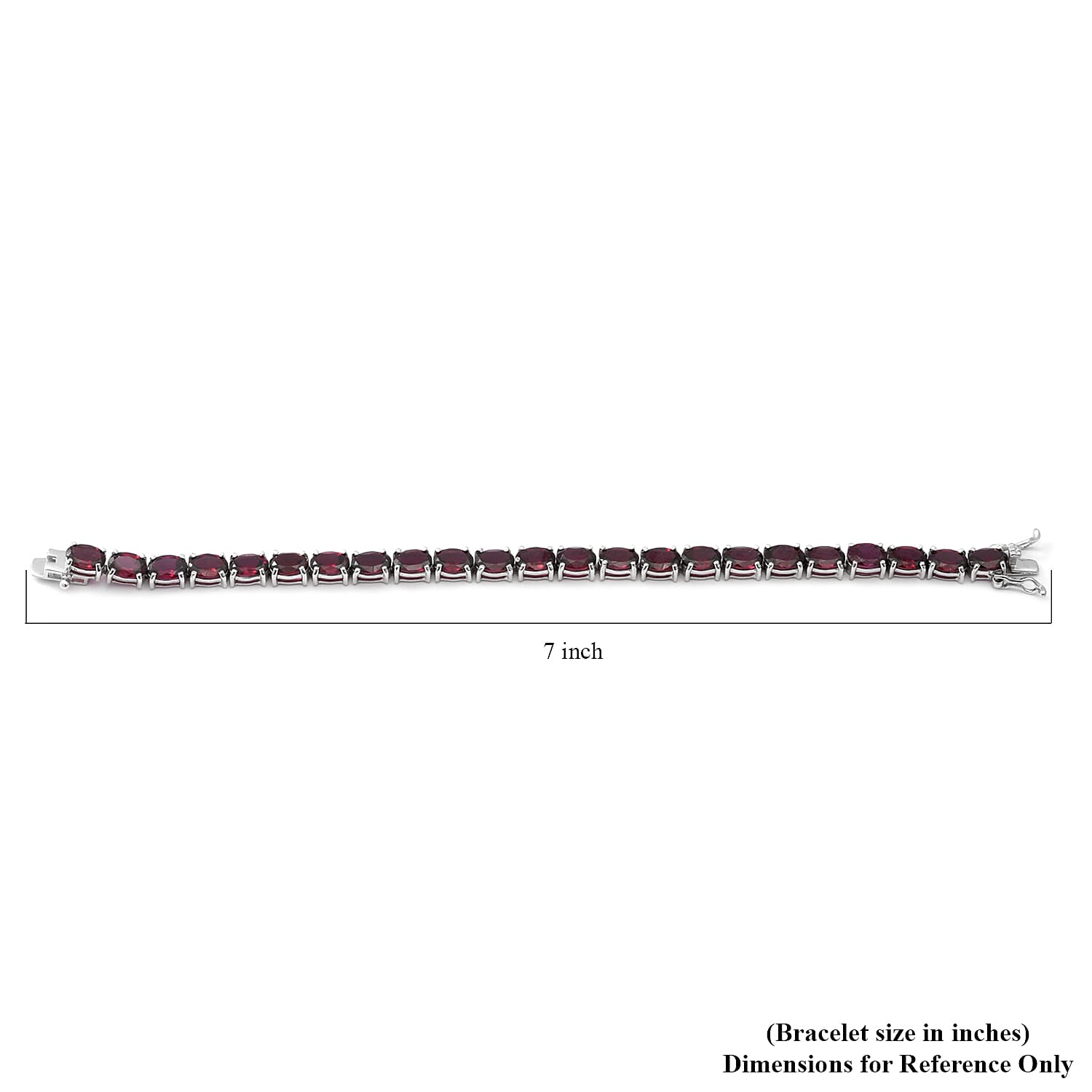 Orissa Rhodolite Garnet Tennis Bracelet in Platinum Over Sterling Silver (6.50 In) 8.60 Grams 22.00 ctw