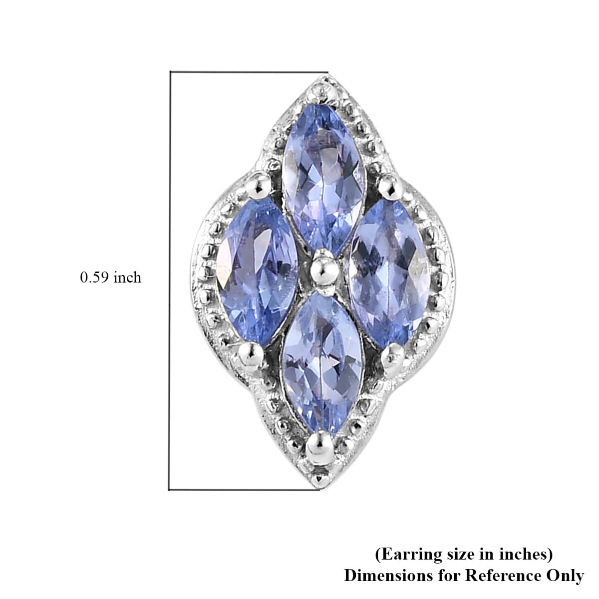 Tanzanite Cluster Earrings in Platinum Over Sterling Silver 1.15 ctw image number 4