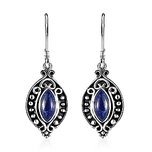 Lapis Lazuli Dangle Earrings in Sterling Silver 3.00 ctw