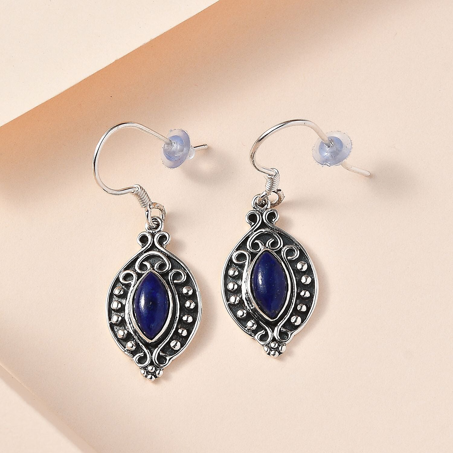 Lapis Lazuli 3.00 ctw Dangle Earrings in Sterling Silver