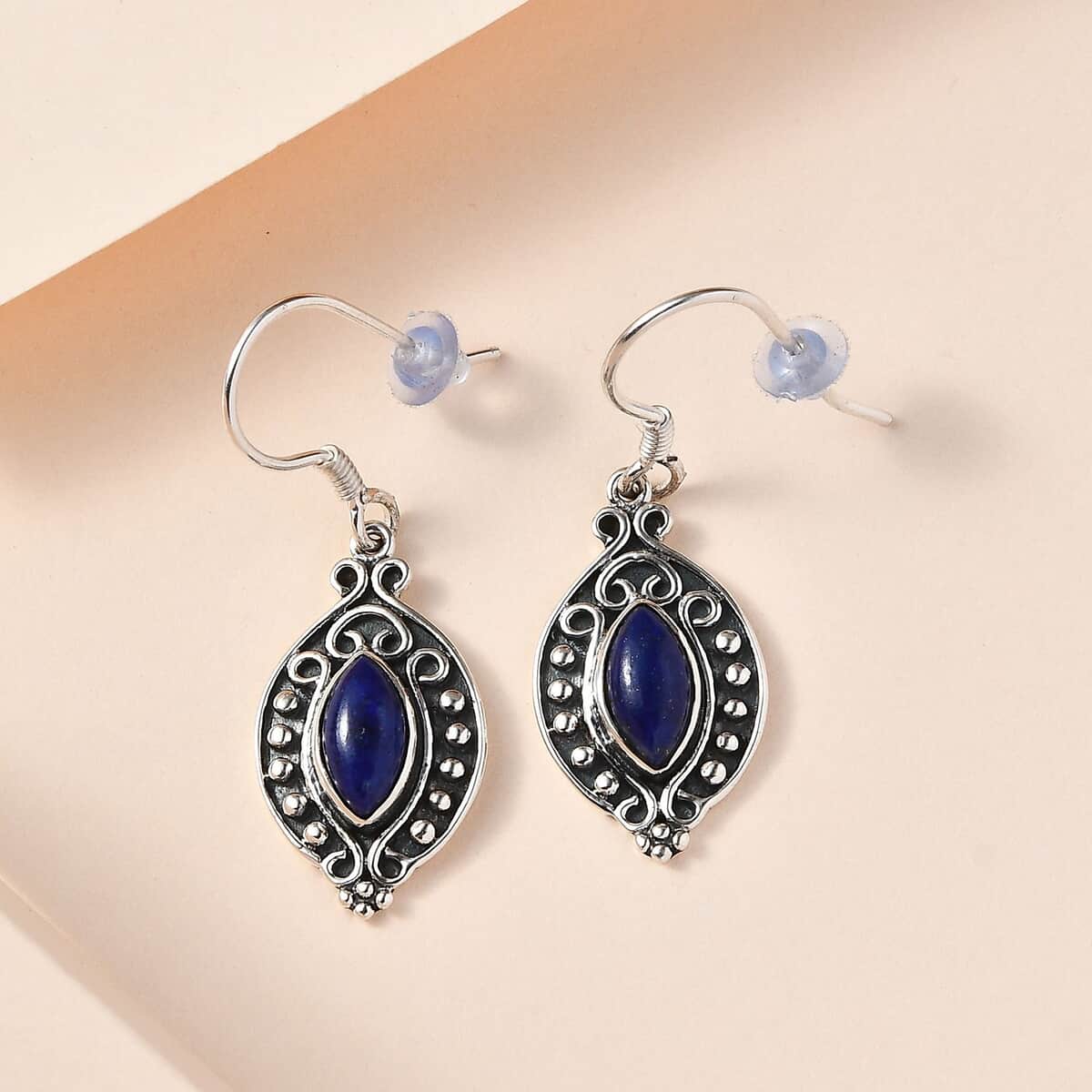 Lapis Lazuli Fancy Earrings in Sterling Silver 4.85 ctw image number 4