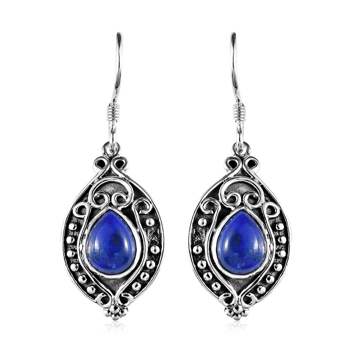 Lapis Lazuli Dangle Earrings in Sterling Silver 5.50 ctw image number 0