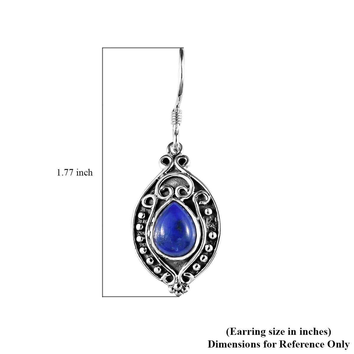 Lapis Lazuli Dangle Earrings in Sterling Silver 5.50 ctw image number 7