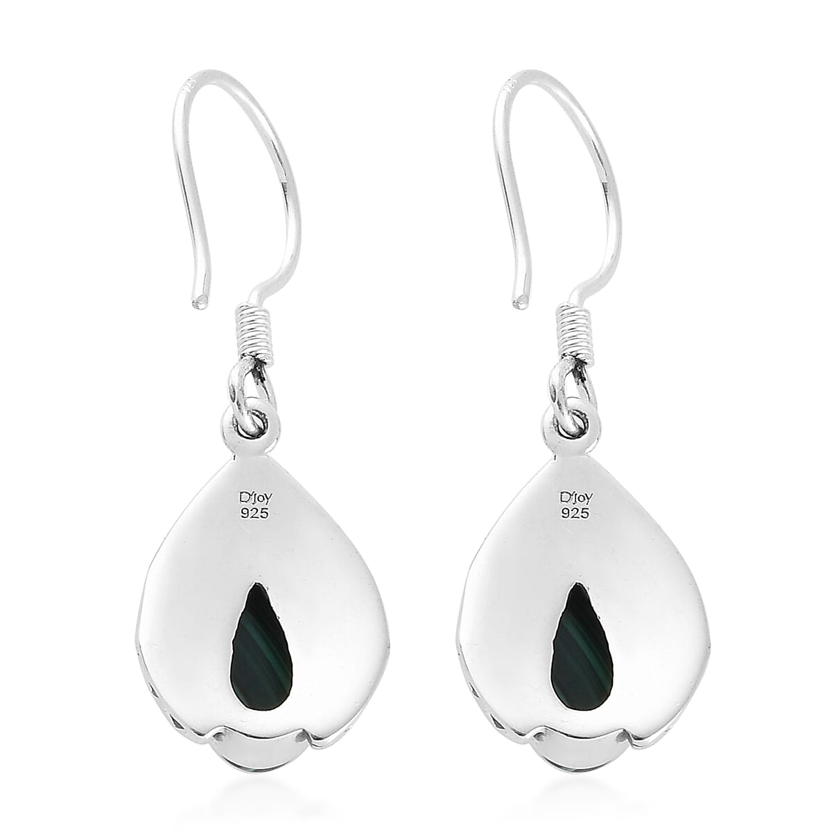 African Malachite Earrings in Sterling Silver 4.00 ctw